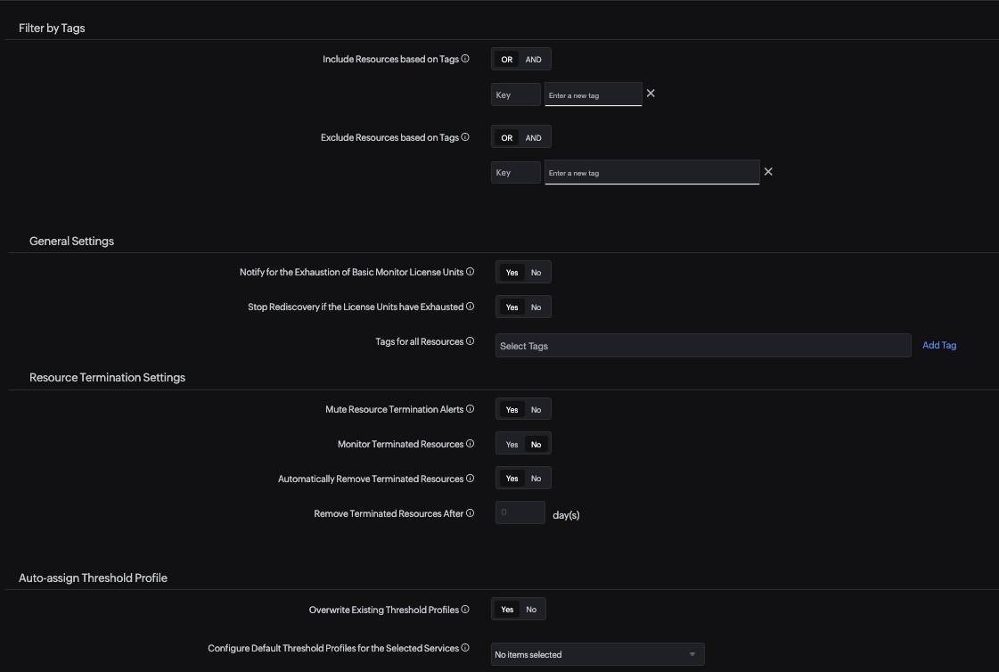 Filter by Tags and Resource Termination Settings