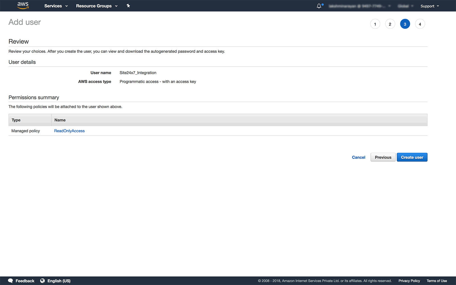 create user in the AWS IAM policy
