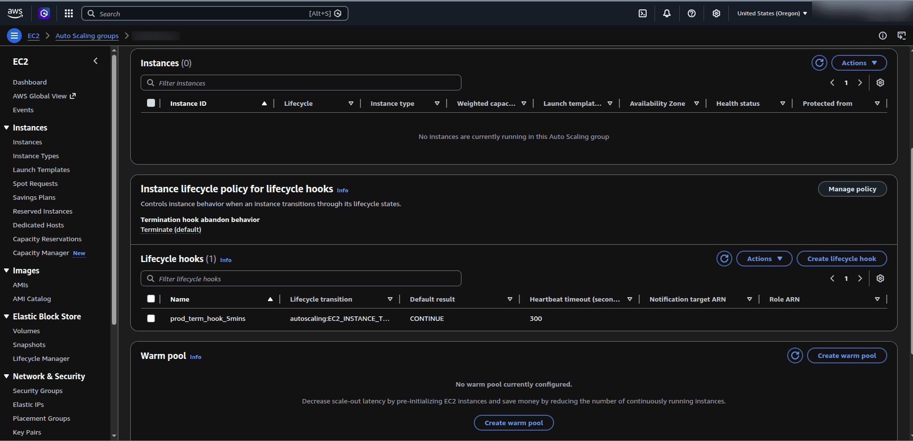 AWS termination settings view aws termination settings view