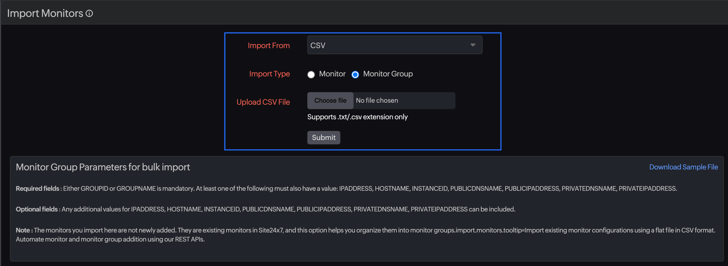 Import Monitor Groups