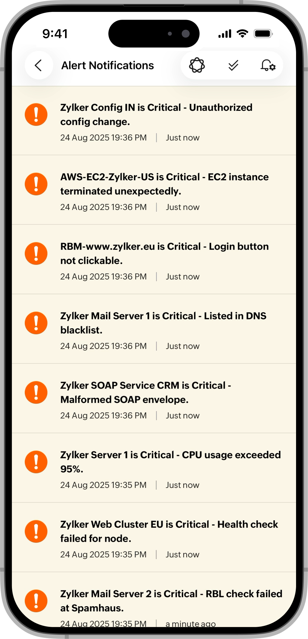Notification list