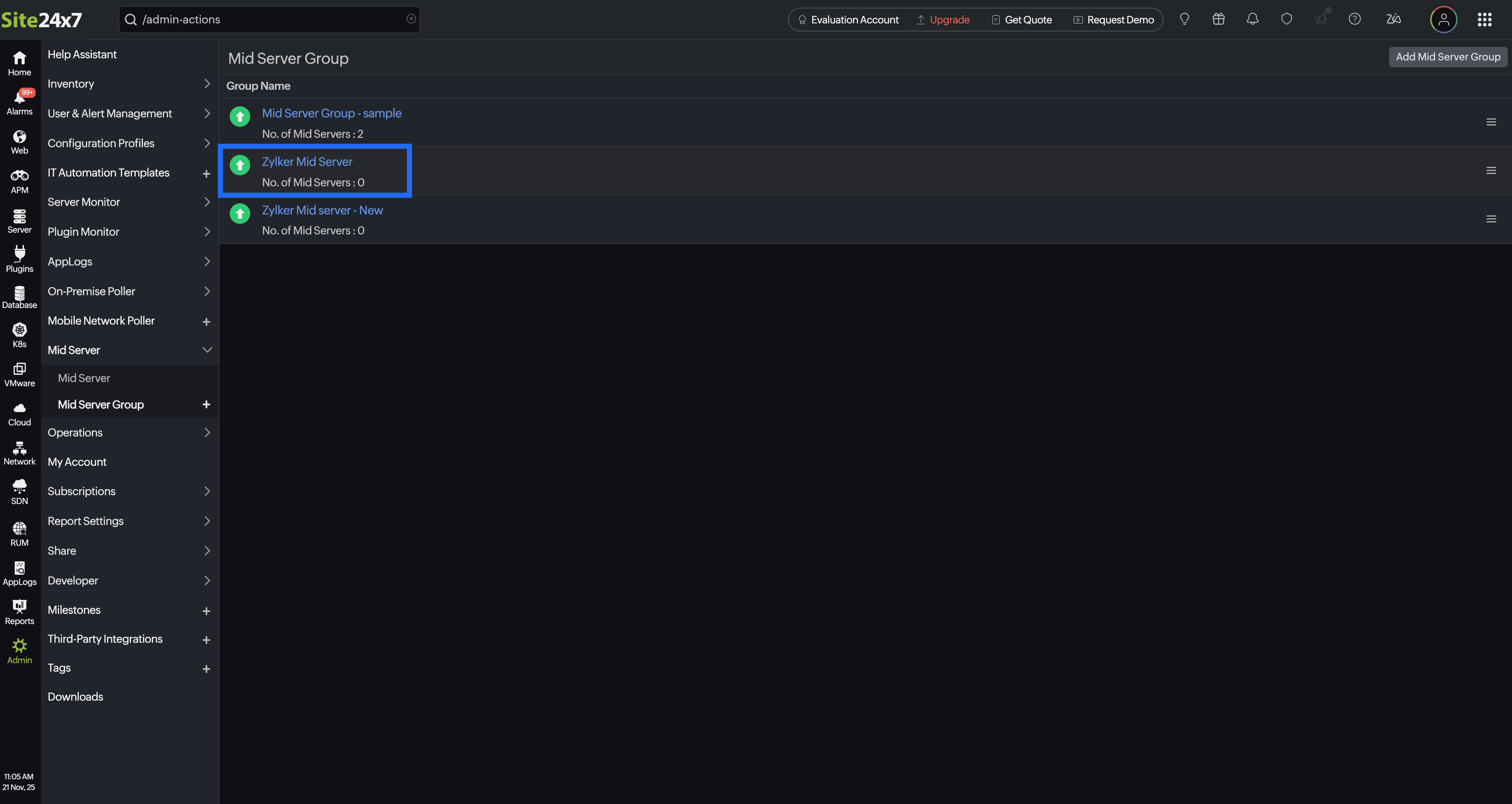 List Mid-servers List Mid-servers