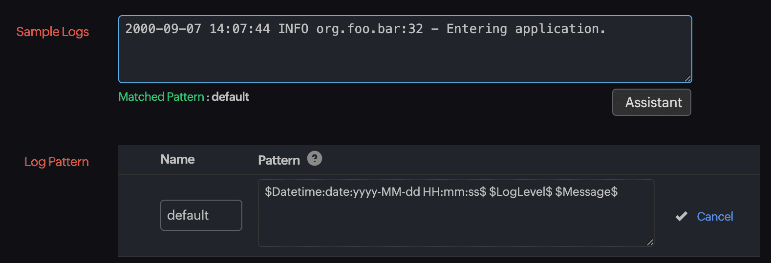 Log pattern Log pattern